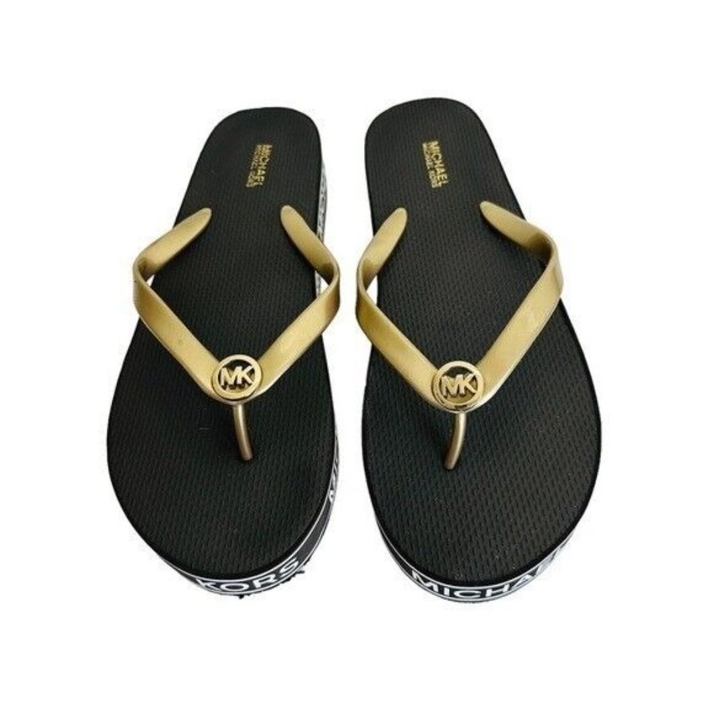 MICHAEL KORS WOMENS PLATFORM FLIP FLOPS SANDALS SHOES SIZE 10M BLACK - Picture 4 of 6